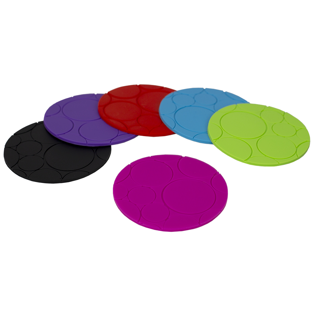 NonSlip Round Silicone Coasters, Multicolor