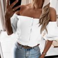 thumbnail image 2 of Blusa Informal Elegante Para Mujer, Blusa de Un Hombro, Manga Corta, Botones Sólidos Odeerbi ODB163325, 2 of 8
