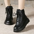 thumbnail image 7 of Lovskoo Combat Boots Womens Round Toe Platform 2024 Winter Cotton Thick Sole Short Velvet Warm Cotton Shoes Black, 7 of 7