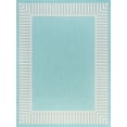 thumbnail image 3 of 4x6 Water Resistant, Indoor Outdoor Rugs for Patios, Front Door Entry, Entryway, Deck, Porch, Balcony | Outside Area Rug for Patio | Aqua, Striped Border | Size: 4' x 5'3'', 3 of 8