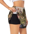 thumbnail image 3 of Lsque American Flag Rose Garden Printed Women's Running Shorts with Liner Pockets,Elastic Quick Dry Workout Athletic Gym Yoga Shorts,Womens High Waist Shorts-Large, 3 of 9