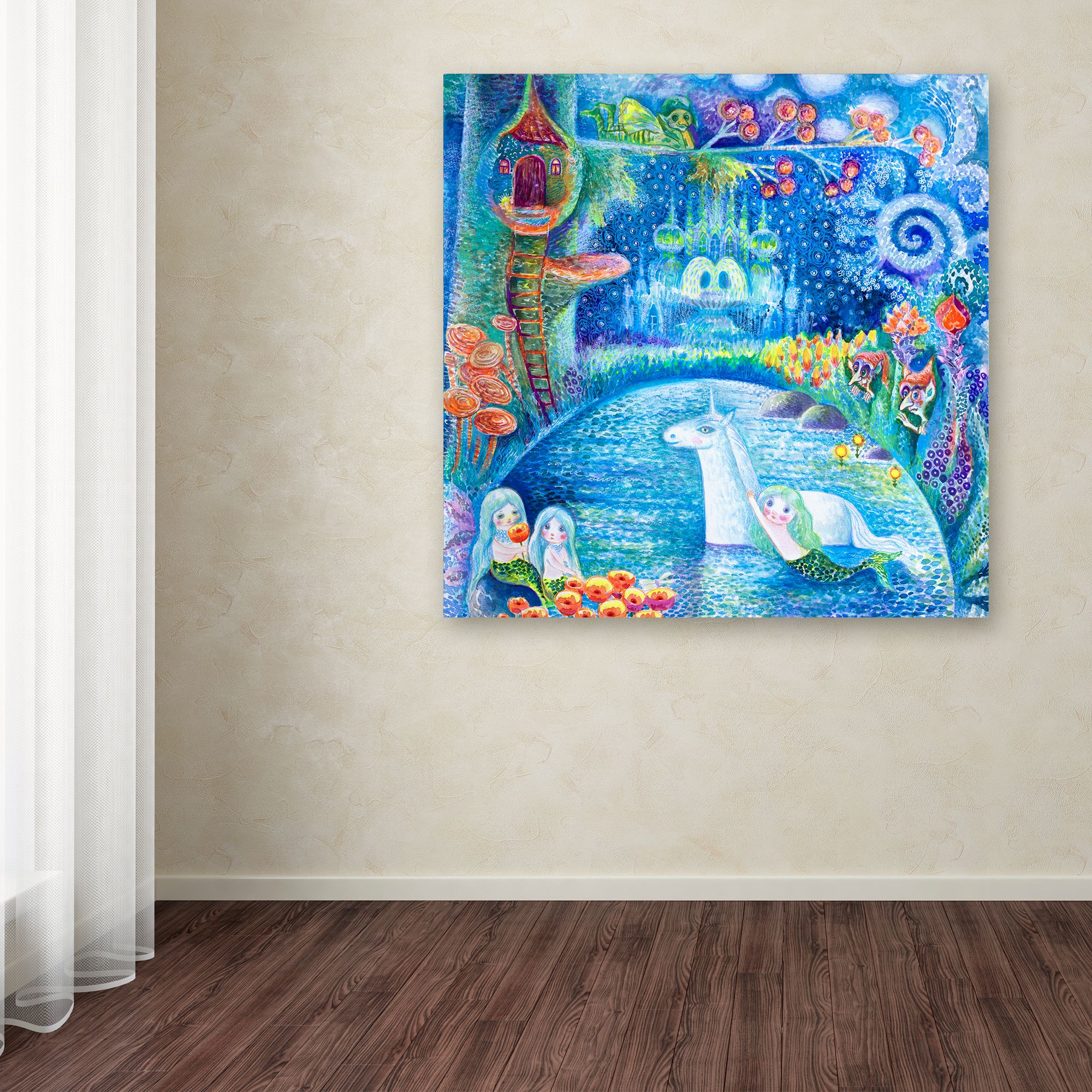 Trademark Fine Art 'Bathing Of Unicorn' Canvas Art by Oxana Ziaka