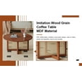 thumbnail image 2 of Wooden Coffee Table, Solid Wood Coffee Tea Table with Artificial Rattan Decorations Round Coffee Table for Living Room Bedroom Office, 2 of 7