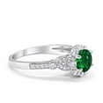 thumbnail image 3 of Floral Art Deco Engagement Ring Green Emerald CZ 925 Sterling Silver Size 8, 3 of 5