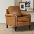 thumbnail image 2 of Tina's Home Mid-century Modern Genuine Leather Accent Armchair with Unique Arm Design, Nailhead Trim & Loose Cushion, Living Room / Bedroom Chair, Camel, Assembly Required, 2 of 8