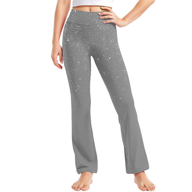 Odeerbi 2-13 Años Niñas Pantalones de Yoga de Piernas Anchas Brillantes Pantalones Deportivos de Baile Pantalones de Piernas Rectas de Elasticidad Linda