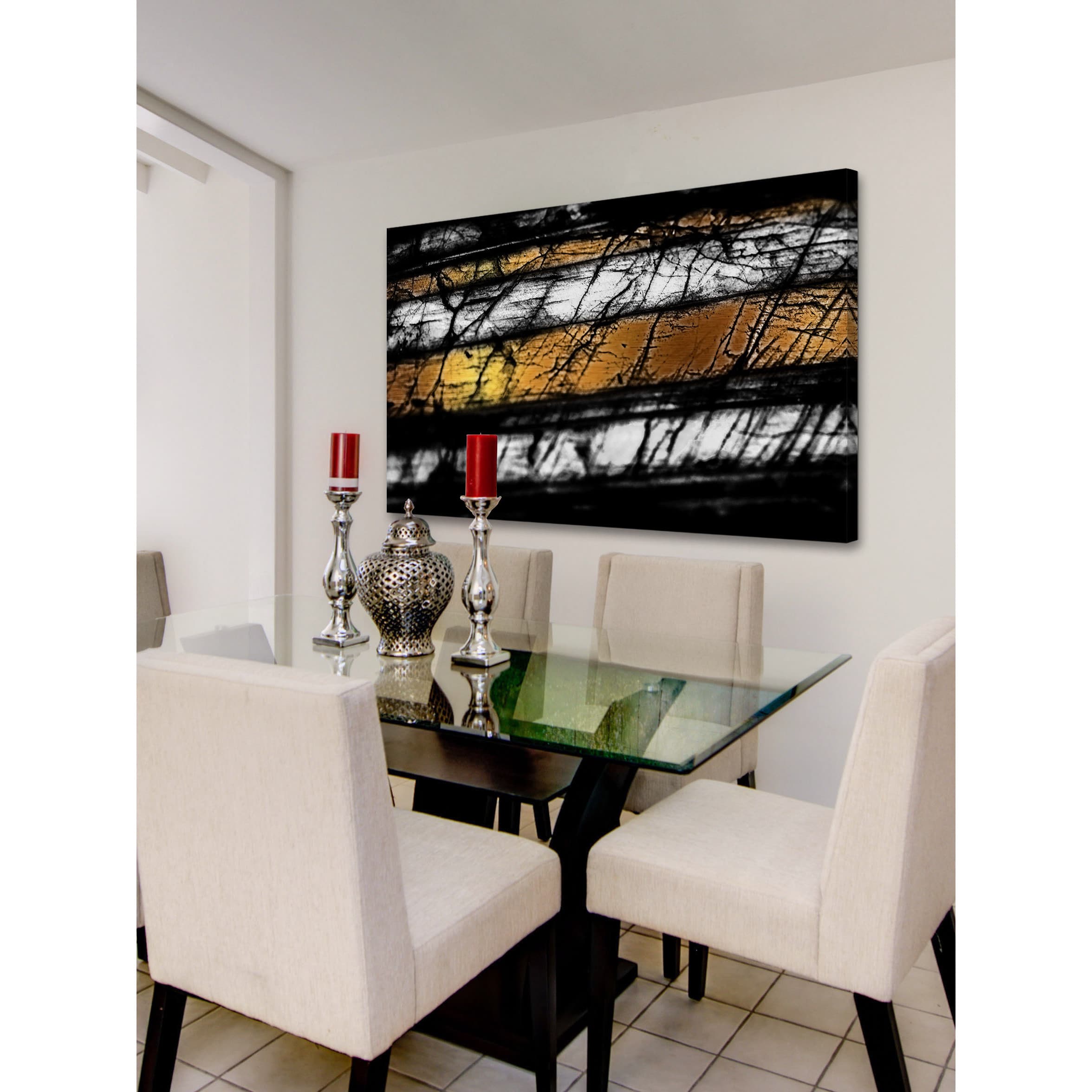 Marmont Hill "Black Threads" Painting Print on Wrapped Canvas