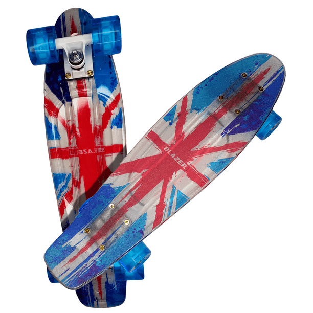 Patineta Penny Cruiser Blazer Diseño de Bandera Llanta LED Lija Antiderrapante BZ2206PCP