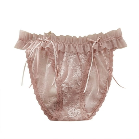 

Women Sexy Lace Panties Slit Strap Bow Tie Sexy Tanga Panty Underwear Soft Low Rise Knicker Pack Waisted Thongs For Women Breathable Stretchy Nylon Spandex Coffee