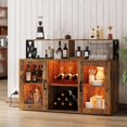 thumbnail image 2 of Bingirl Home Bar Cabinet with Power Outlets, LED Lights, Glass Holder - Wine Cabinet with Storage and Racks for Kitchen, 2 of 7
