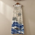 thumbnail image 4 of Xoenoiee Wave Boat Compass Print Summer Dresses for Women Long Flowy A Line Sleeveless Maxi Sundresses with Pockets, Cotton Linen Lightweight Boho Beach Vacation Clothes Resort Wear, Size 3XL, 4 of 7