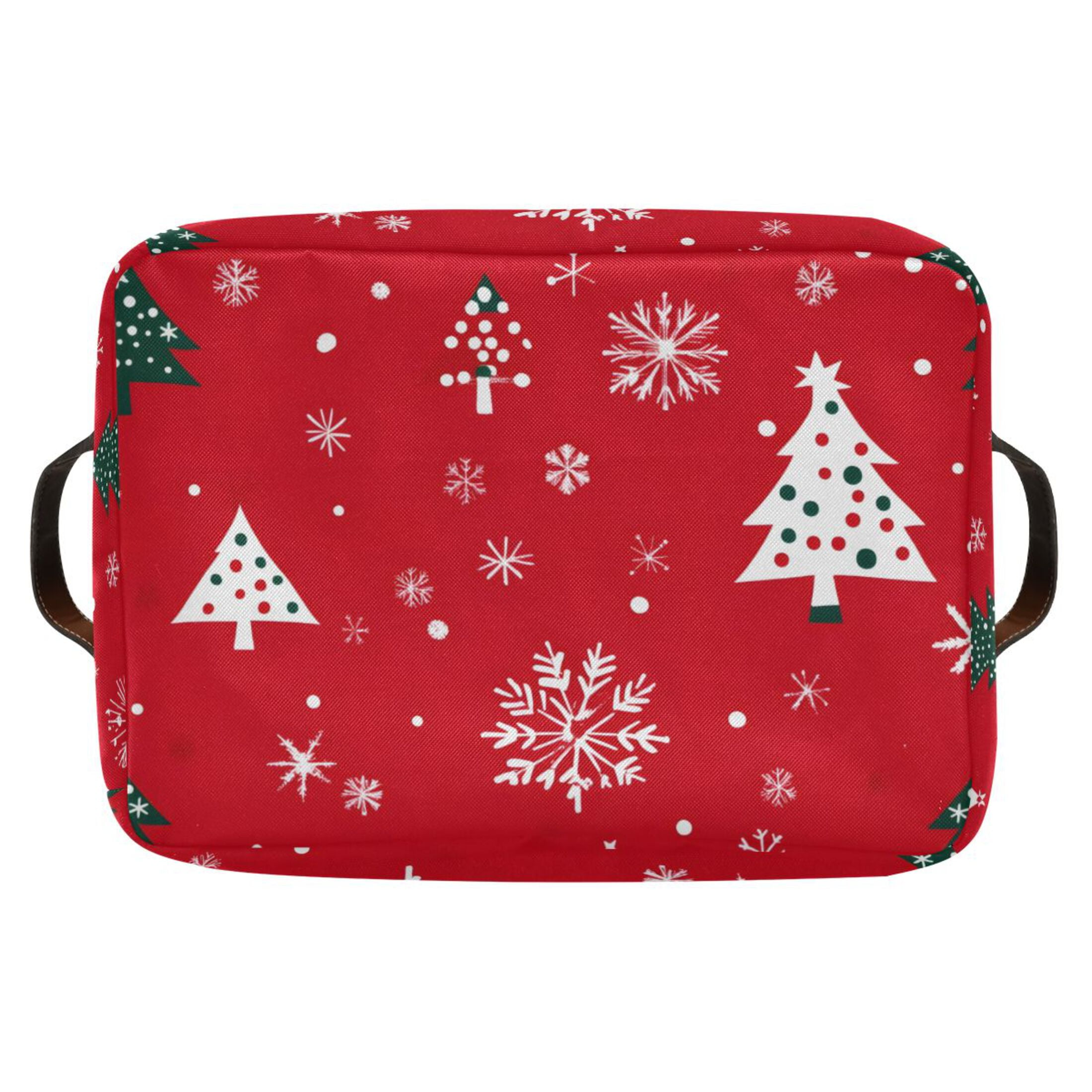 Ryvnso Christmas Snowflake Trees Storage Basket Large Bin Foldable Boxes Toys Organizer 14.2x10.2x8.3in 2 PCs