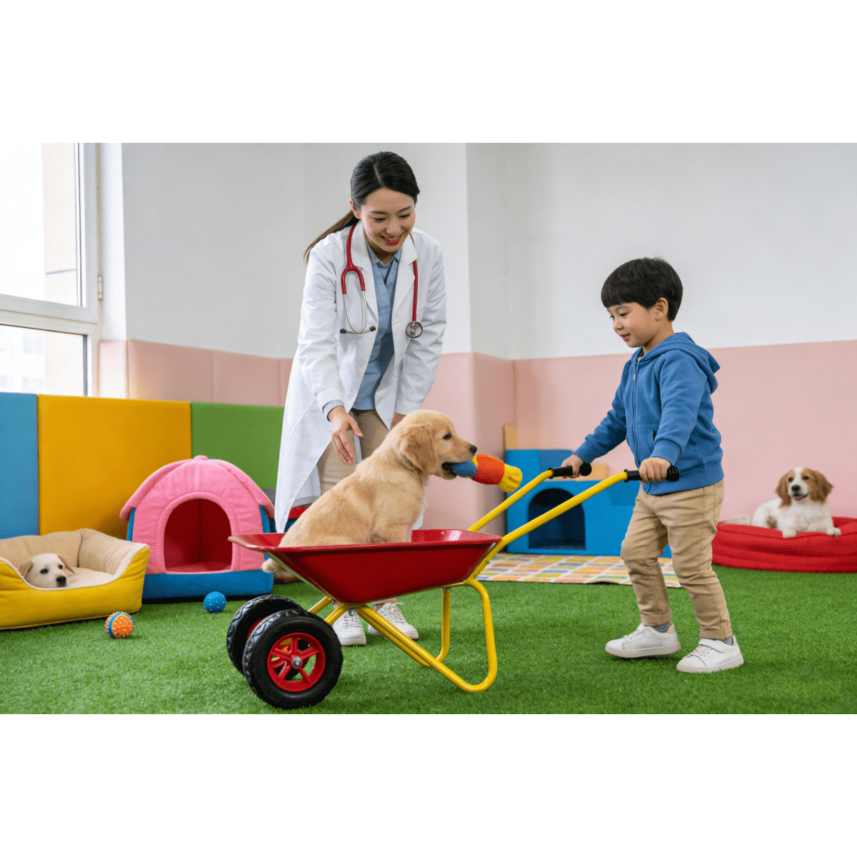 Children's metal trolley, Load-bearing capacity: 33LBS,children's heavy vehicle, metal structure two-wheeled trolley, steel pallet, can be used in gardens, loading leaves, soil, sand, etc. (red)