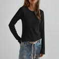 thumbnail image 2 of Annhoo Fall Tops for Women Casual Long Sleeve Crew Neck Knit Shirts Loose Solid Going out Basic Blouse Tees, 2 of 7
