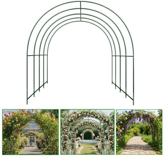 SHZOND Metal Garden Support Arch Frame for Climbing Plants, 158 x 84.6 x 86.6 Inch Large Plant Climbing Arbor Arch for Vines, Weddings & Backyard Decoration (Green)