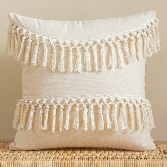 Boho Pillow Covers 17.7x17.7 Of Decorative Cushion Case Striped Pillows Cover Chenille Pillow Cases Pillowcase For Sofa Couch Bed