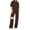 Dark Brown, variant on Sundazz Two Piece Sets for Women Summer Matching Lounge Sets Short Sleeve Tops and Wide Leg Pants Travel Vacation Outfits