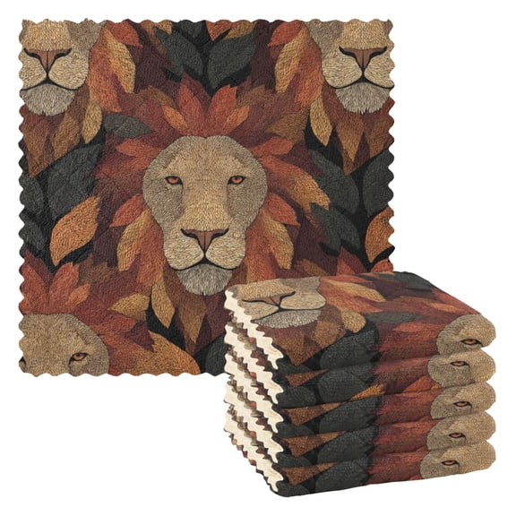 6 Pieces of Kitchen Towels 11x11Inch Kitchen Dish Cloths Kitchen Dish Towels Reuseable Cleaning Cloths Red Lion