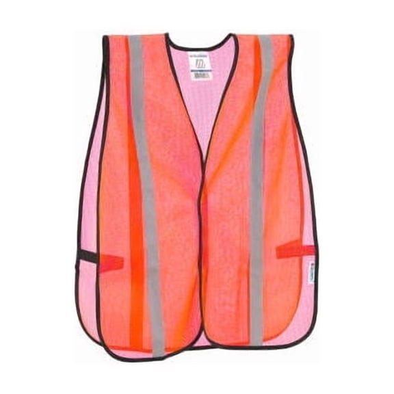 Global Industrial Hi-Vis Safety Vest 1"" Reflective Strips Mesh Orange One Size