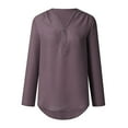 thumbnail image 5 of Brown Young Adult Tops Women Ladies Zipper Button Long Sleeves Loose Chiffon Shirt Clothing Plus Size Tops for Women, 5 of 6