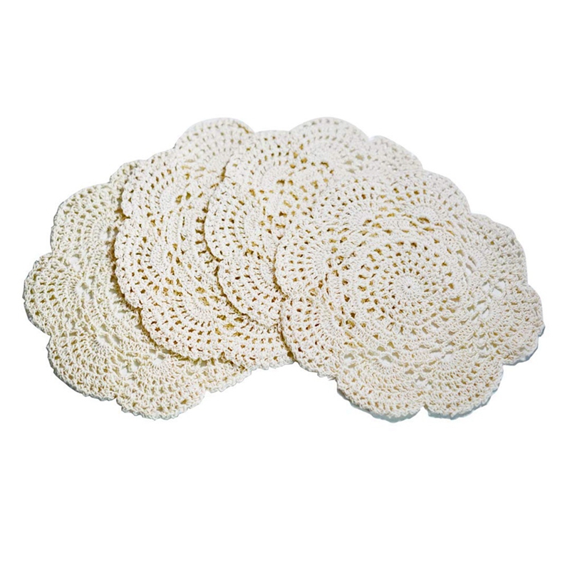 4PCS 8.6 Inch Doilies Crochet Round Lace Doily Handmade Placemats