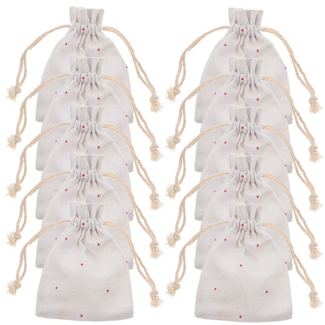 CIMAXIC Wedding 20pcs Multifunctional Small Linen Bags Burlap Drawstring Bag Gift Jewelry Pouch for Wedding Party 9 * 12cm (White Daisy Pattern),4.72"X3.54"X0.04"