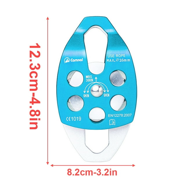 Portable Rope Pulley Smooth Rigging Climbing Accessory Locking Accessories Protective Quickdraw Rescue Remedy for Mountaineering Blue