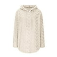 thumbnail image 2 of Women's Fuzzy Knit Hoodies Drawstring Pullover Sweater Casual Plush Warm Long Sleeve Loose Tunic Tops for Leggings (XL, Beige), 2 of 8