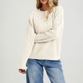 thumbnail image 4 of Sheghy Workout Tops for Women Cool Season Simple Crewneck Relaxed Fit Solid Color Long Sleeve Knitted Pullover Beige S, 4 of 5