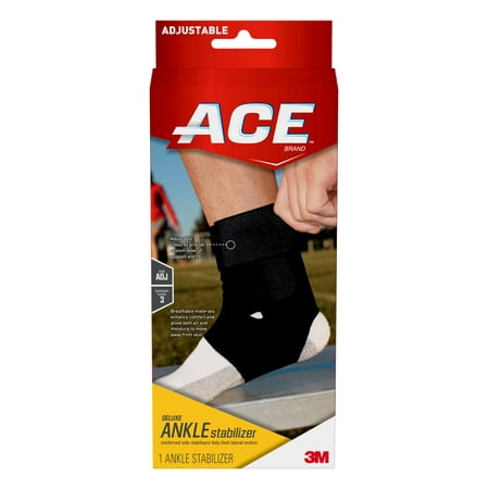 ACE Brand Deluxe Ankle Stabilizer, Adjustable, Black,