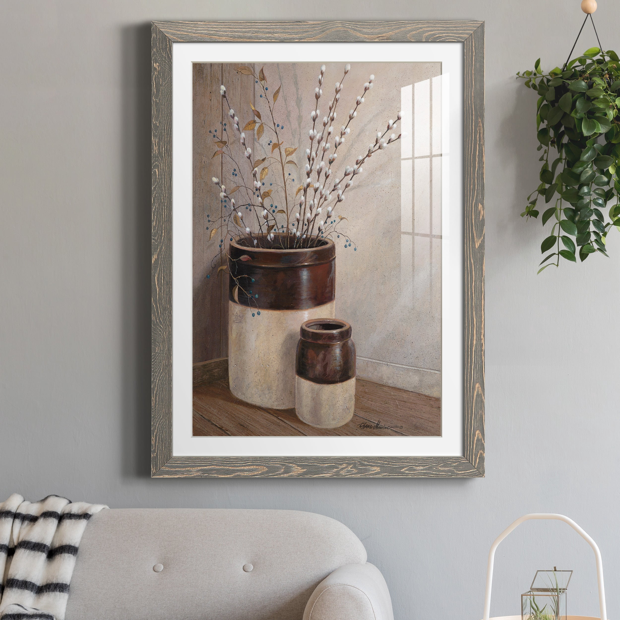 Pussywillows & Spring - Premium Framed Print - Distressed Barnwood Frame - Ready to Hang