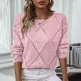 thumbnail image 2 of Drindf Womens Crew Neck Crochet Sweater Long Sleeve Hollow Out Knit Sweaters Fashion Sparkly Sequin Party Shirts Lightweight Loose Casual Going Out Tops, 2 of 9
