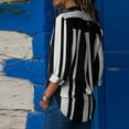 thumbnail image 3 of Women's Long Sleeve Button Down V Neck Striped Print Chiffon Shirt Top,Womens Tops Long Sleeve Shirts for Women Button Up Stripes Casual Blouses, 3 of 7