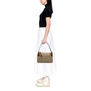 New Gucci GG Emblem Supreme Canvas Medium Leather Shoulder Bag Brown Beige Gold Hardware Made in Italy