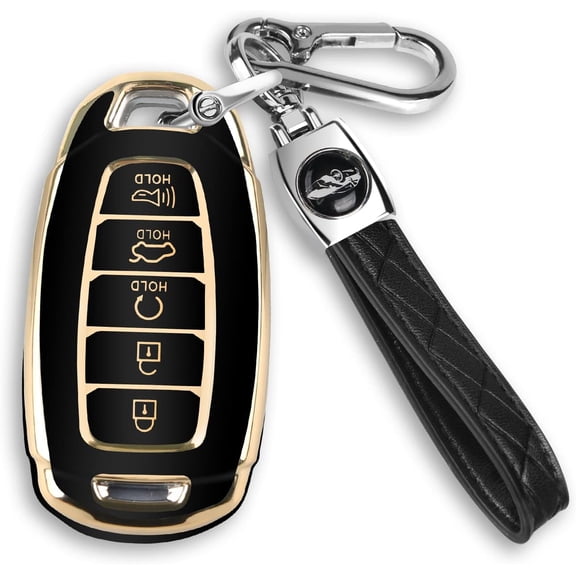 Key Fob Cover Compatible with Hyundai Palisade Elantra Keychain Case Holder Protector,Black