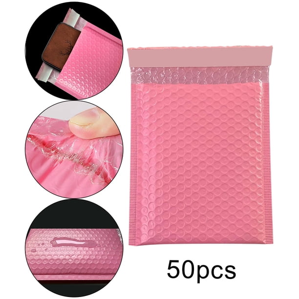 50 bolsas de regalo con burbujas autoselladas, bolsas de envío acolchadas impermeables para enviar documentos, ropa, libros de joyería , Rosa Medio Macarena Bolsas de envío