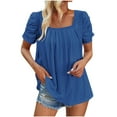 thumbnail image 2 of Liquidation! T-Shirt Grande Taille pour Femmes, Blouse à Manches Courtes d'Été pour Femmes, Mode Quotidienne T-Shirt Col en V Manches Courtes Col Rond, 2 of 5