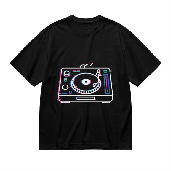Men's Retro Glitch DJ Turntable Graphic T-Shirt