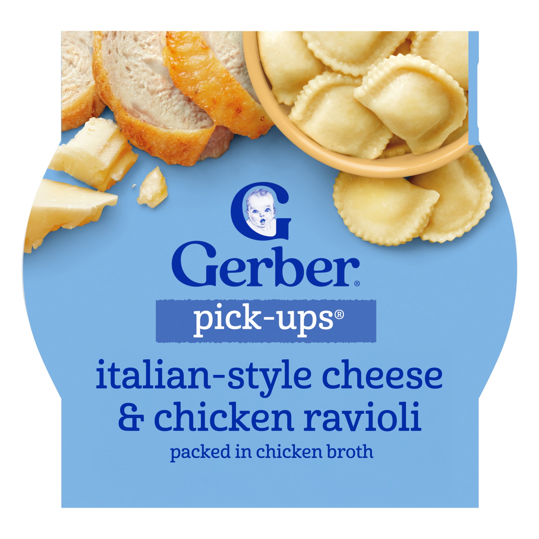 (12 pack) Gerber Toddler Food, Italian-Style Cheese & Chicken Ravioli Pick-Ups 6 oz