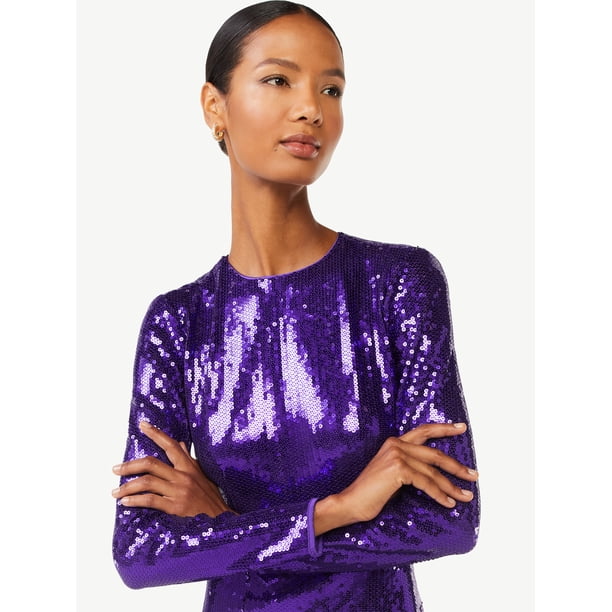 scoop women's sequin mini dress with ruffled hem Off-Shoulder Short Sequin Homecoming Dress with Ruffle Lilac / 4