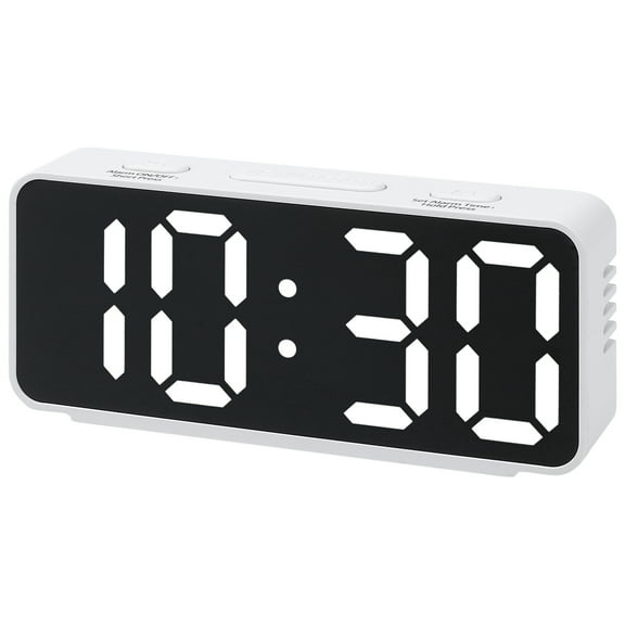 REGALWOVEN Digital Alarm Clock Adjustable Brightness, Dual Alarms, USB Charging Ports for Bedroom/Dorm White 5.1"L x 1.0"W x 2.2"H