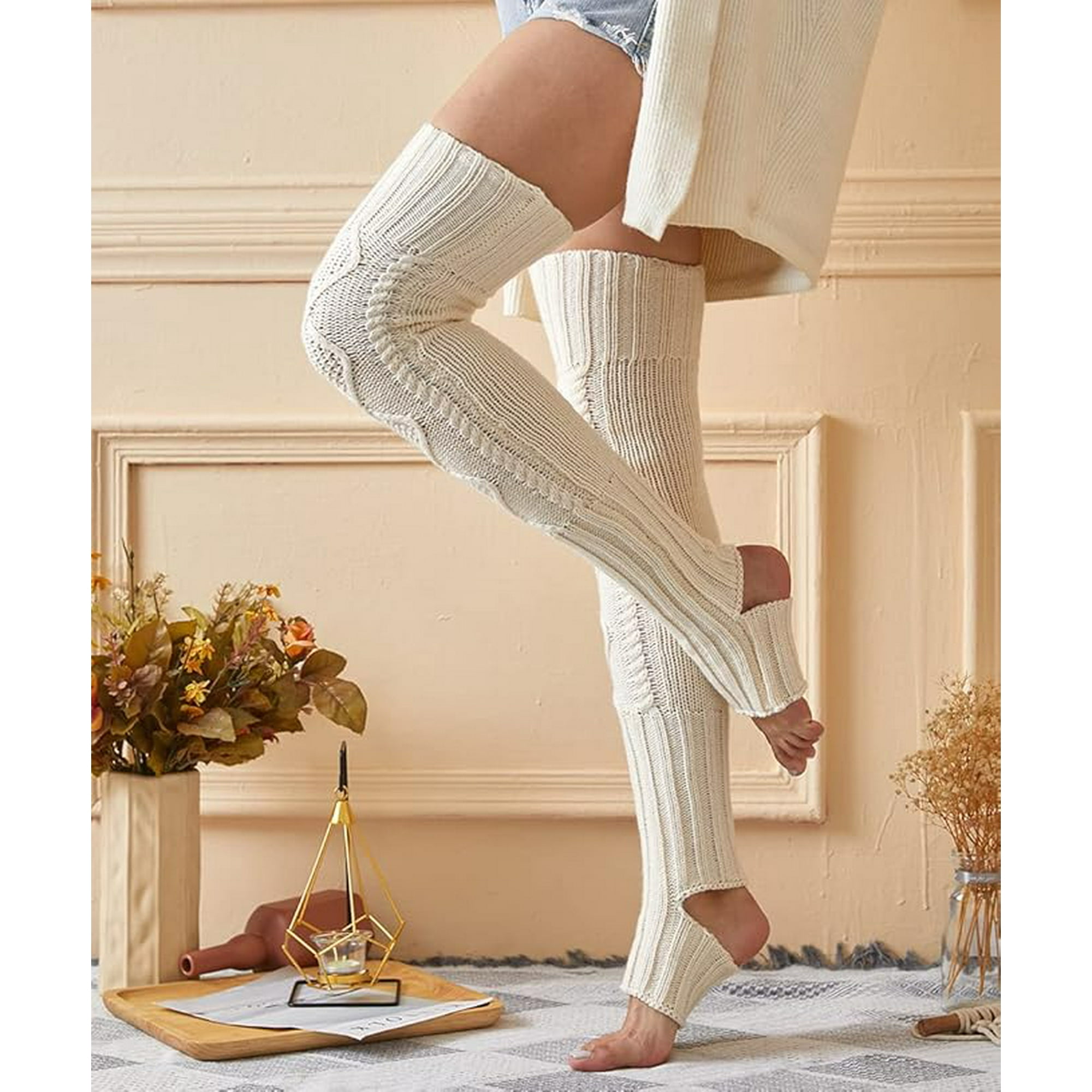 Women s Extra Long Stirrup Leg Warmers Winter Knitted Over The Knee Thigh High Footless Socks