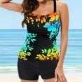 thumbnail image 2 of Women‘s Tankini Large Bikini Set Digital Print Adjustable Strap Split Swimsuit, 2 of 5