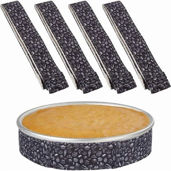 4Pcs Cloth Baking Strips for Cake Pans Reusable Bake Even Strip Black 870x38.5x2.5mm