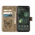 thumbnail image 4 of Dteck Wallet Case for Google Pixel 6 Pro,Butterfly & Flower Embossed PU Leather Magnetic Clasp Folio Flip Kickstand Card Holder Shockproof Protective Phone Cover with Wrist Strap,Gray, 4 of 5