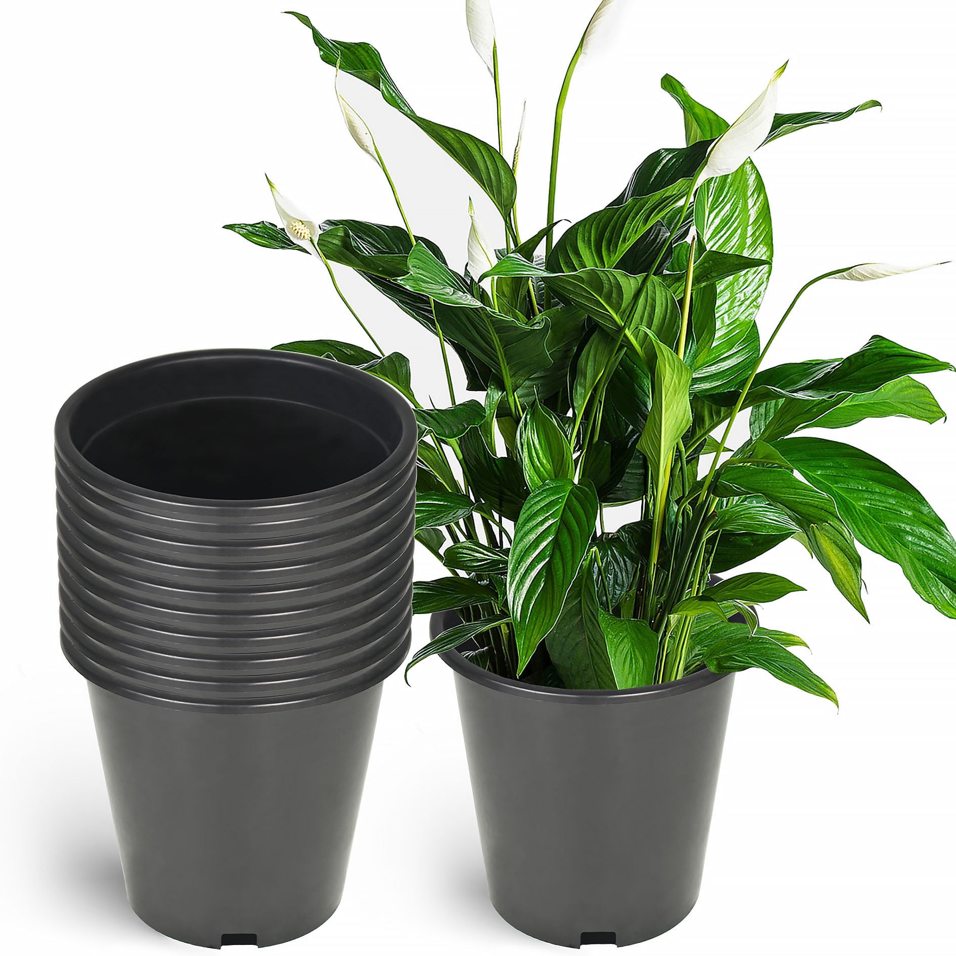 Set of 25-9 inch BLACK MUM POT PLANT GARDEN LOT PAN plastic pots THERMOFORMED 