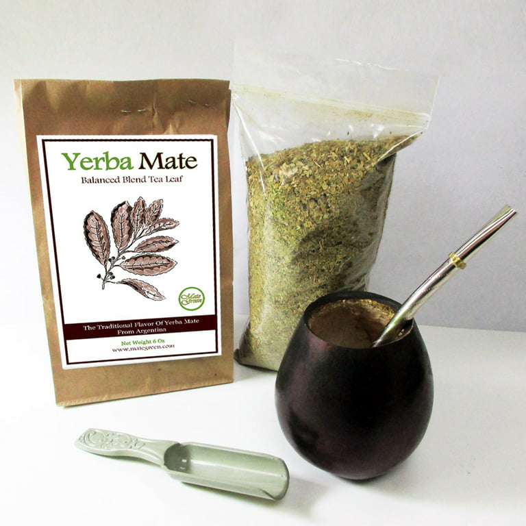 4Pc Argentina Yerba Mate Tea Gourd Cup Straw Bombilla 6oz Leaf Bag Kit —  Mategreen