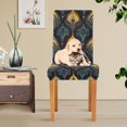 thumbnail image 4 of Yayeee 4 Pack Dining Chair Covers Stretch Parson Chairs Slipcovers Seat Protector, Navy Blue Art Pattern, 4 of 6