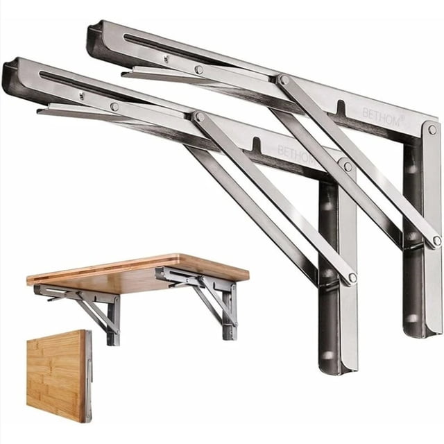 DIY Support Innovation: Supports d'Étagère Pliants Gain de Place, Supports en Acier Inoxydable Robustes pour Usage Intensif, Installation Facile Assure la Flexibilité à la Maison, à la Lessive, au Magasin, au VR