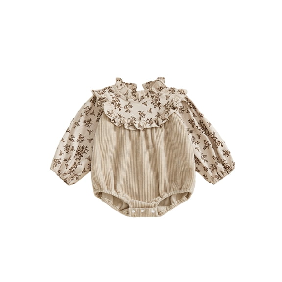 BemeyourBBs Baby Girls Fall Romper Floral Long Sleeve Ruffled Jumpsuit
